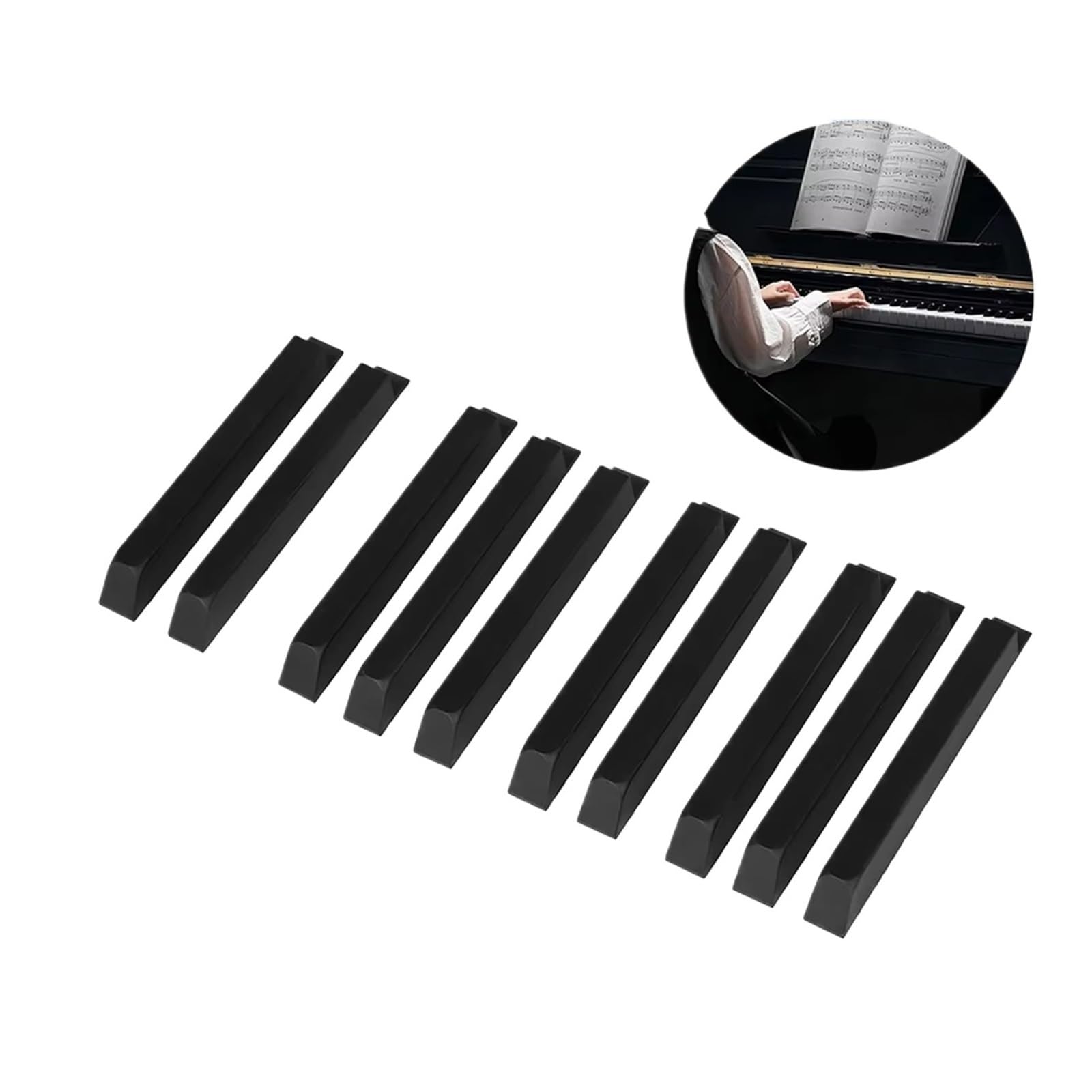 10 pezzi di tasti del pianoforte 10 cm tasti neri nero opaco riparazione del pianoforte parti di ricambio tasti del pianoforte tastiere strumenti accessori(20 pcs)
