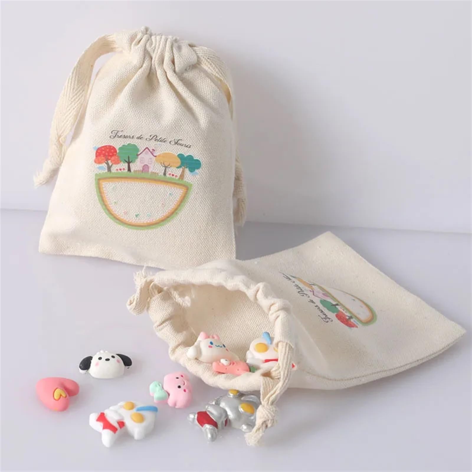 Sachets Cadeau en Mousseline de Coton Sacs cadeaux en coton, pochettes avec Logo de maquillage, bijoux, bougies parfum, emballage sous-vêtements, sac anti-poussière(100 Logo bag,10x15cm)