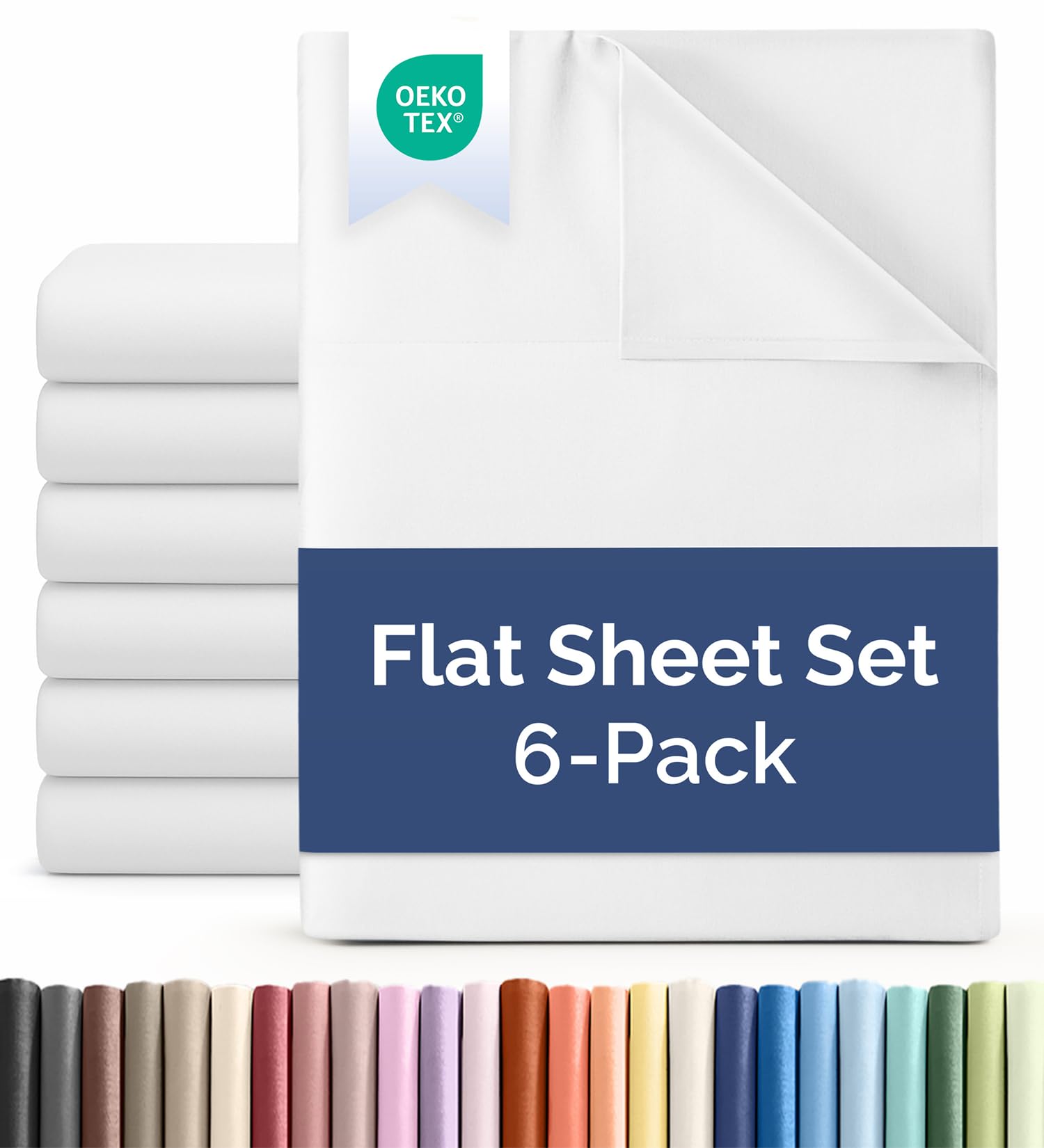 Photo 1 of Queen Size Flat Sheet - Pack of 6 Top Flat Bed Sheet Only - Ultra-Soft, Comfy, Breathable & Cooling - Hotel Quality & Wrinkle Free - Easy-Care, Stain & Shrink Resistant Bedding - Oeko-Tex - White