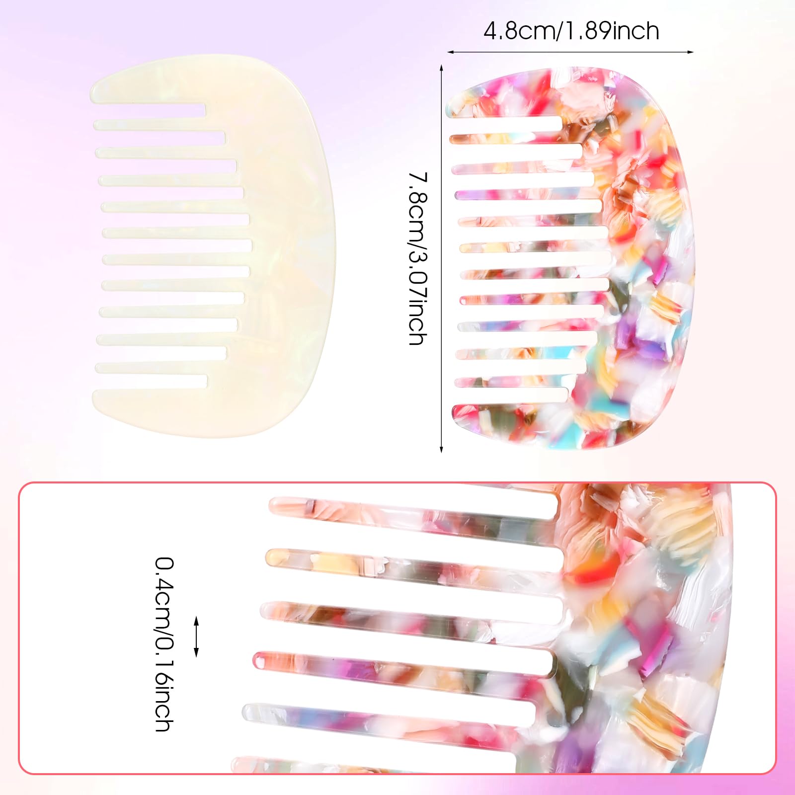 Mabor 2 Pcs Travel Comb Mini Detangling Combs For Women Wide Tooth Combs Pocket Comb Small For Bangs Curly Wavy Long Hair Daily Hair Care Wet Dry - Image 2