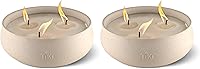 TIKI Citronella Candle 2-Pack: 7-Inch White Wax Bowls with Concrete Finish - Long-Lasting Outdoor Patio Deck Garden Camping Lights
