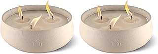TIKI Citronella Candle 2-Pack – 7-Inch White Wax Bowl with Concrete Finish – Outdoor Decorative Candles for Patio, Deck, Garden, Backyard & Camping