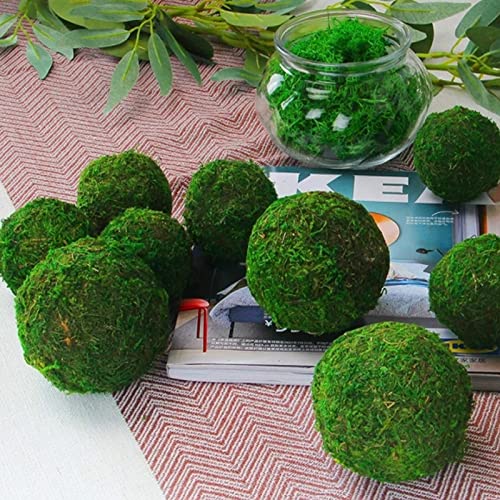 Nahuaa 18Pcs Moss Balls, 6Pcs 3.2" Large Moss Balls Decorative + 12Pcs 2.4" Green Moss Balls Hanging Balls Vase Bowl Filler For Easter Table Decor Home Party &Weddings Display Decor Props #TOP5