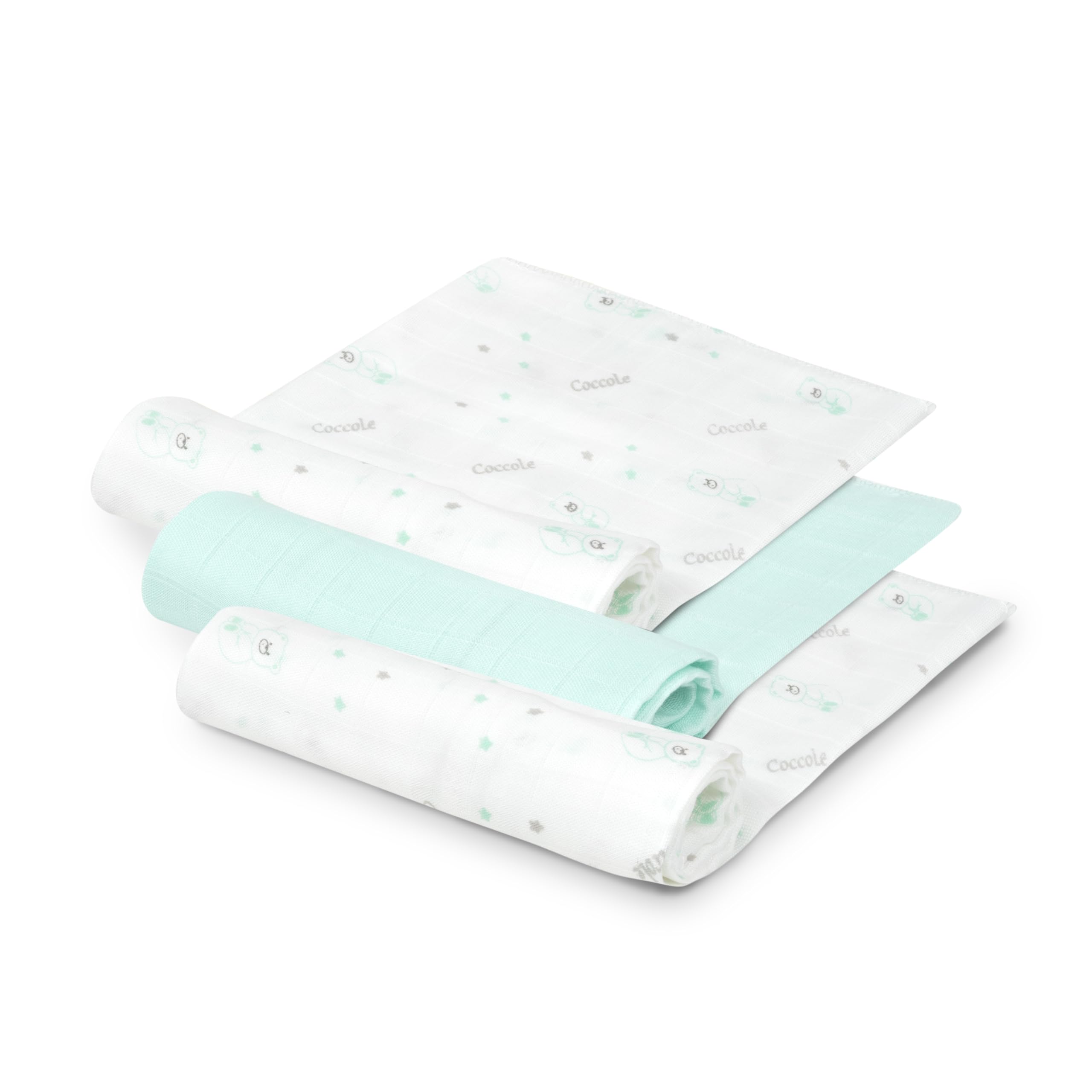 INTERBABY · Pack de 3 Gasas de Bambú BEAR menta para bebés· 55x70 cm · Bambú&Algodón