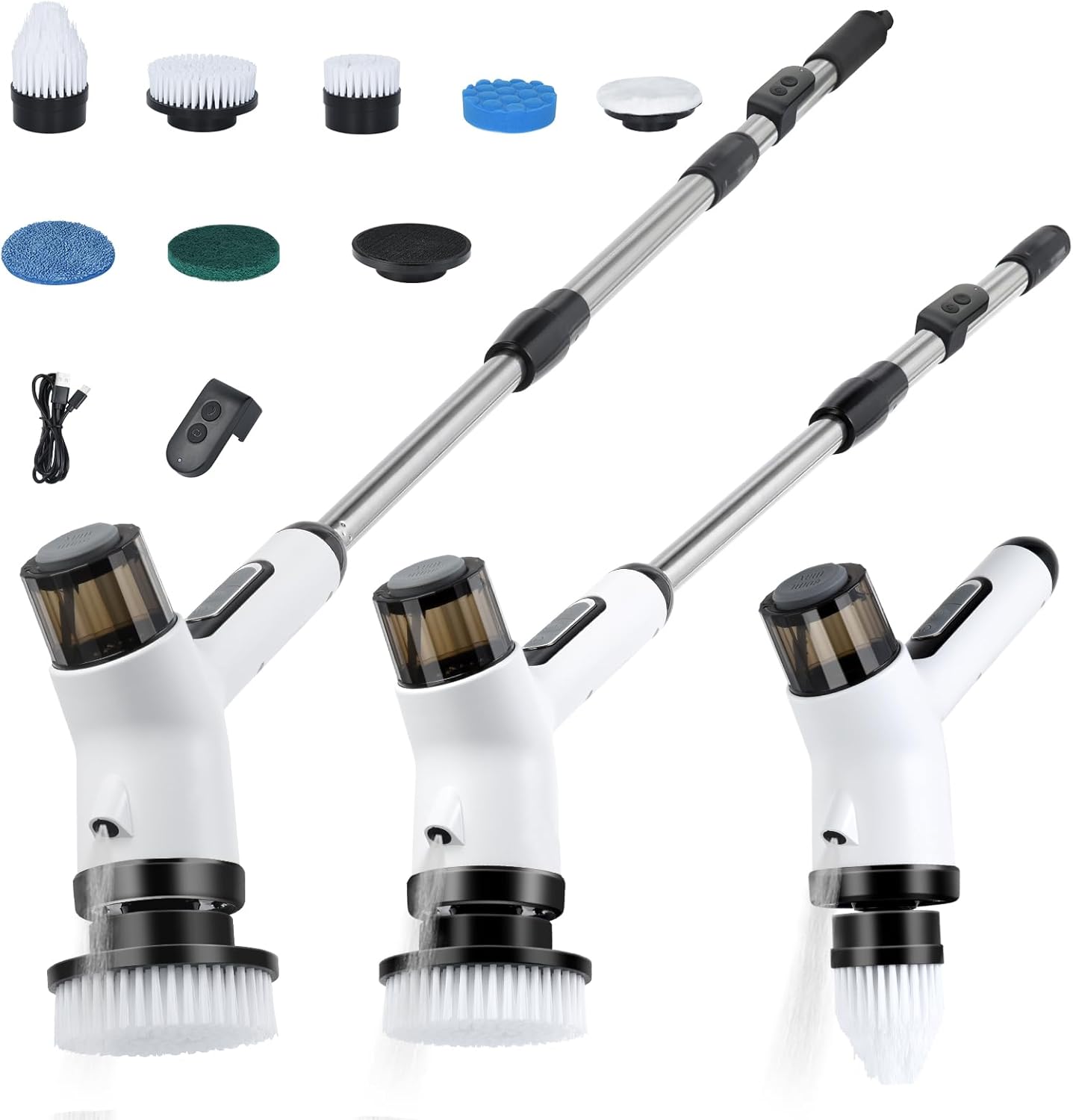 OTraki Limpiador eléctrico giratorio, limpiador eléctrico inalámbrico con 7 cabezales de cepillo reemplazables, 2 velocidades ajustables, cepillo de