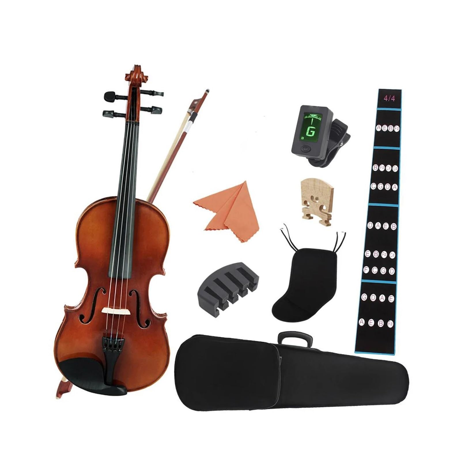 1/8 Violine Akustik Massivholz Linde Set Streichinstrument Mit Koffer Und Bogen Standardvioline(4)