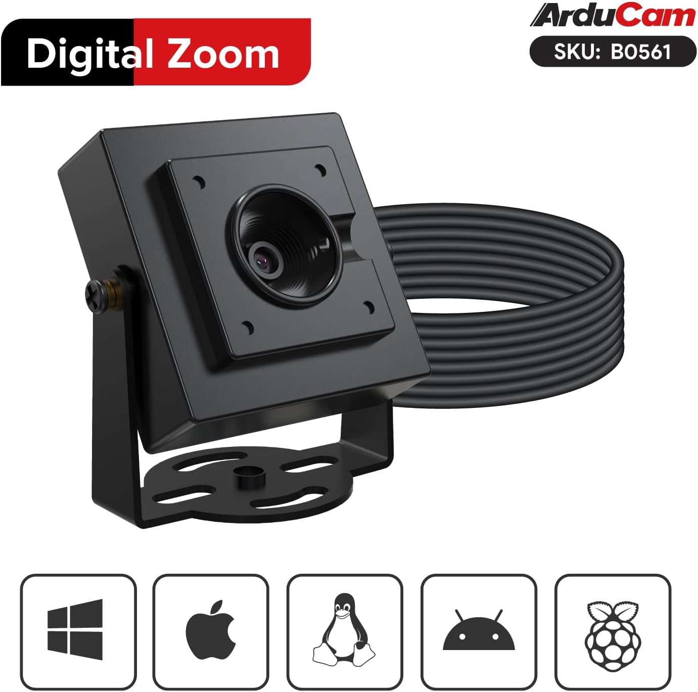 Arducam 16MP USB Camera Module, AutoFocus Lightburn Camera, Support Digital PTZ, Compatible with Windows, Linux