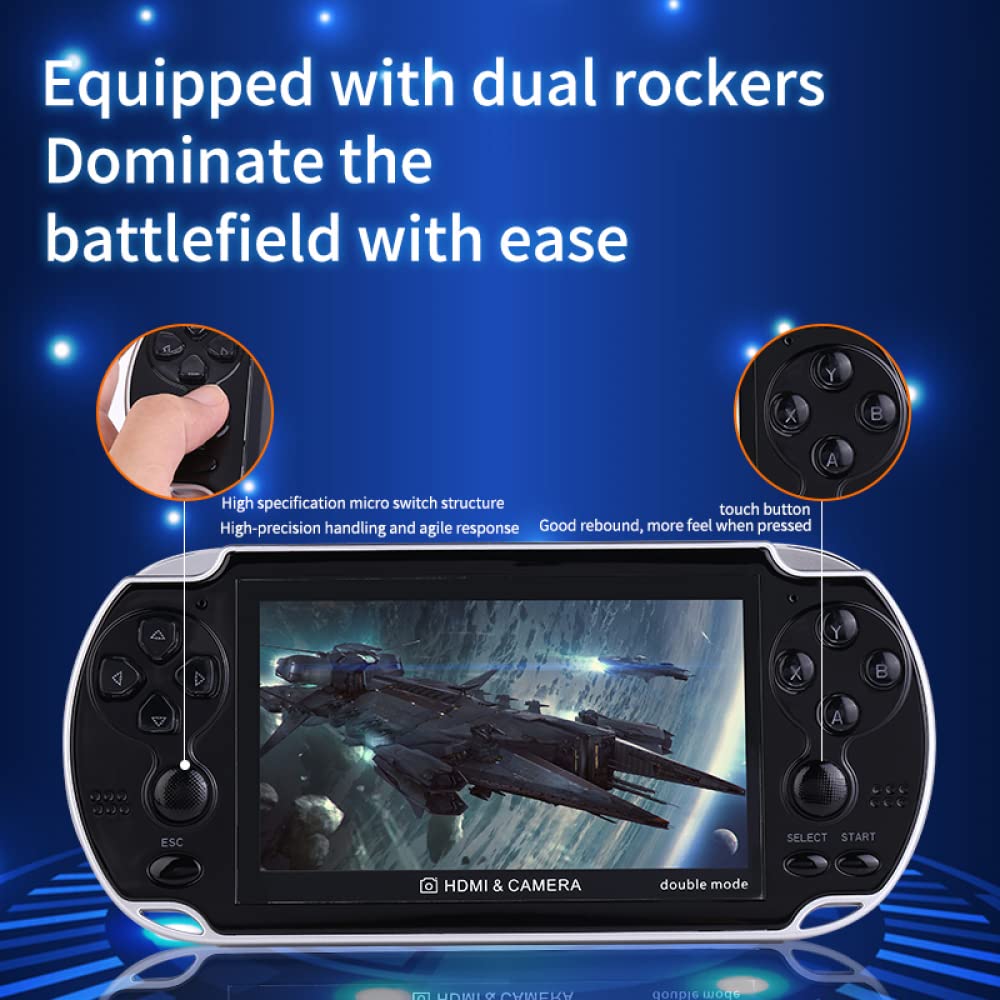 AARONMEI Console Per Videogiochi Da 8GB Fotocamera Portatile Con Schermo A Colori Da 4,3 Pollici Console Di Gioco Portatile Con Doppio Joystick Gioco Per Console Di Gioco 10000