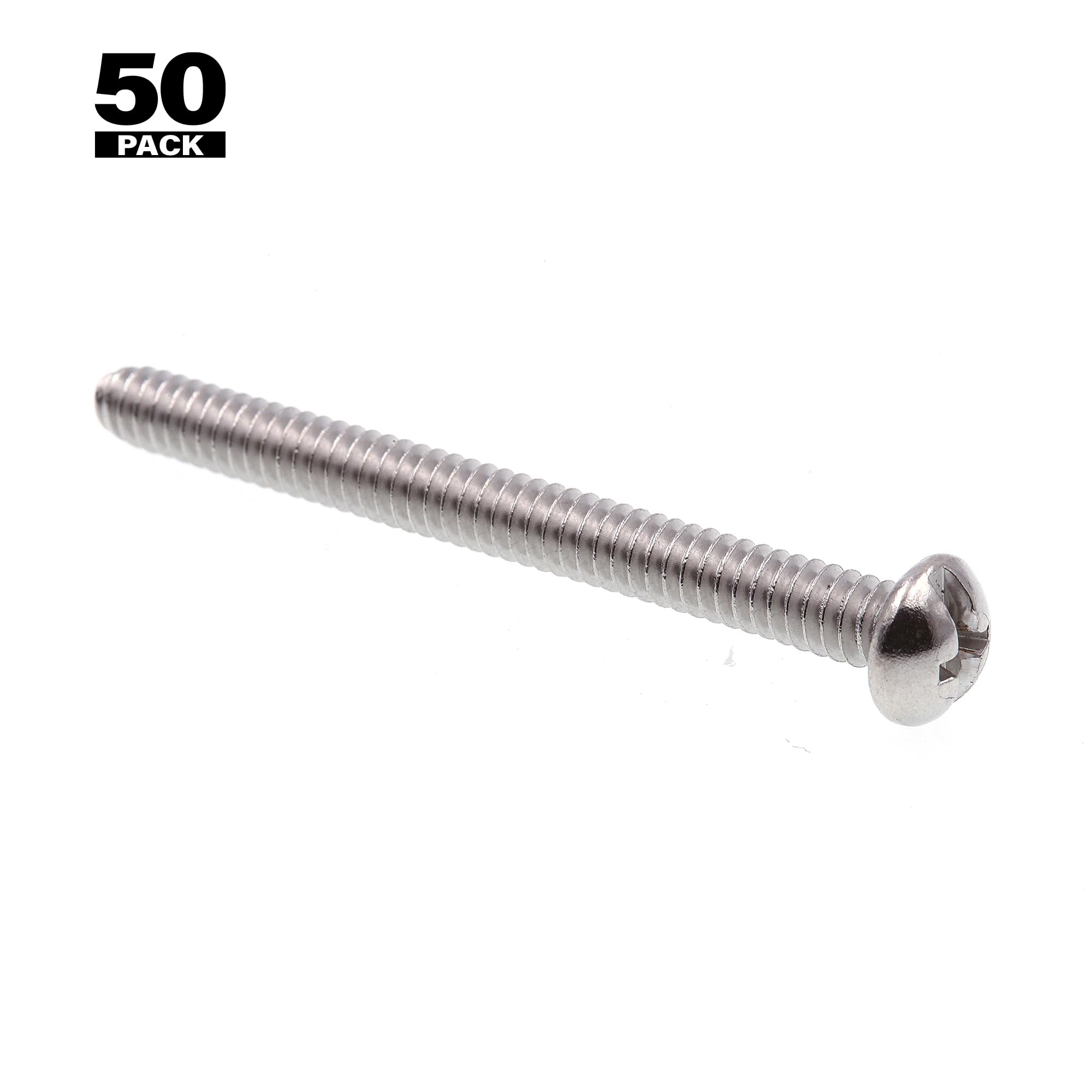 Prime-Line 9003018 - Juego de tornillos para máquina (cabeza redonda, ranurados), 50 Pack, 50