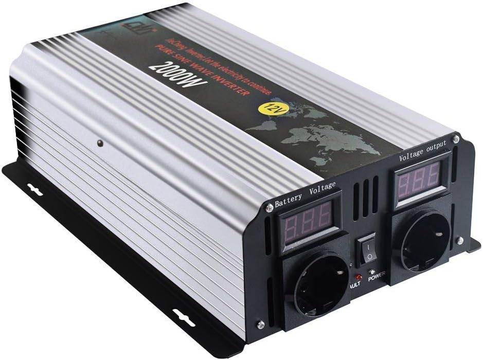 2000W Pure Sine Wave Power Inverter 12V DC To 240V AC Converter - Suitable for for Off-grid and Back Up Systems with Power Storage and Solar Power Applications (Peak 4000W)