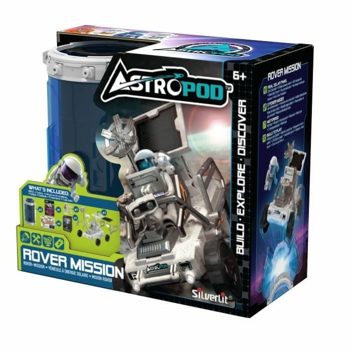 Silverlit - ASTROPOD – Le Véhicule À Énergie Solaire : Coffret Personnages et Véhicule - Construction d'une Voiture à énergie Solaire - avec Environ 20 pièces à Assembler - A partir de 6 Ans