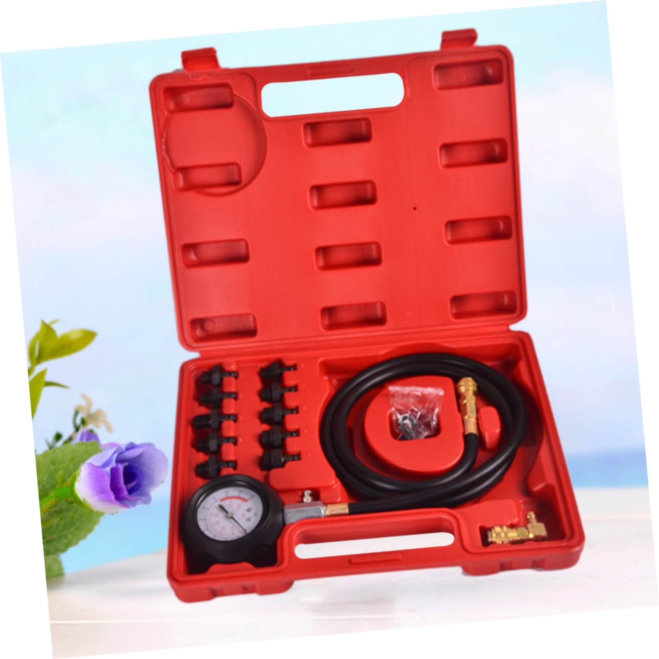 Mikinona Kit De Manómetro De Presión De Aceite para Motores con Adaptador De 90 Grados