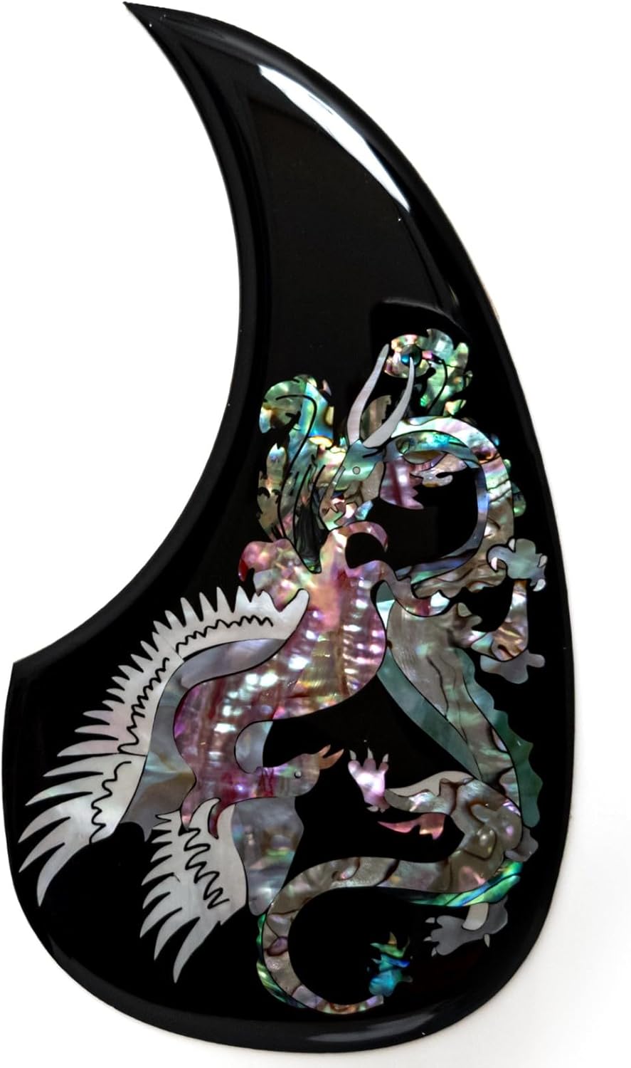 Abalone Inlay Acoustic Guitar Pickguard for Martin D45 D50 – Handmade Wood Scratch Plate, Self Adhesive, Fits Most 40–42 Inch Dreadnought Guitars (Floral Abalone Pickguard)