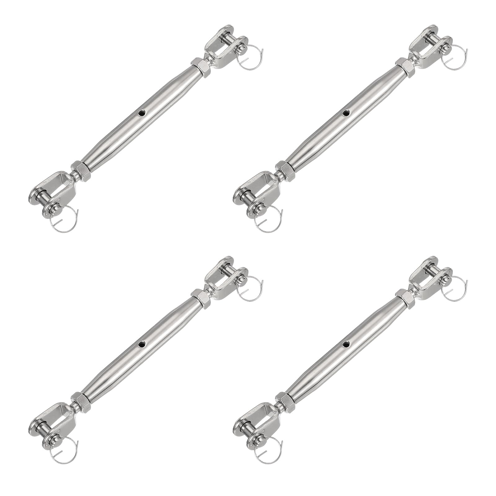 sourcing map 4 tensores M12 (1/2 pulgada) de cuerpo cerrado y mandíbula tensores de cuerda de alambre, tensor de cable ajustable de acero inoxidable para tendedero de toldo, límite de carga de trabajo