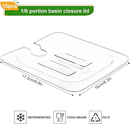 Miniatura 9 de 8 tapas de policarbonato para sartén de hotel con asa, tamaño 16, tapa de bandeja de plástico transparente para mesa de vapor, 6.9 x 6.3 pulgadas,