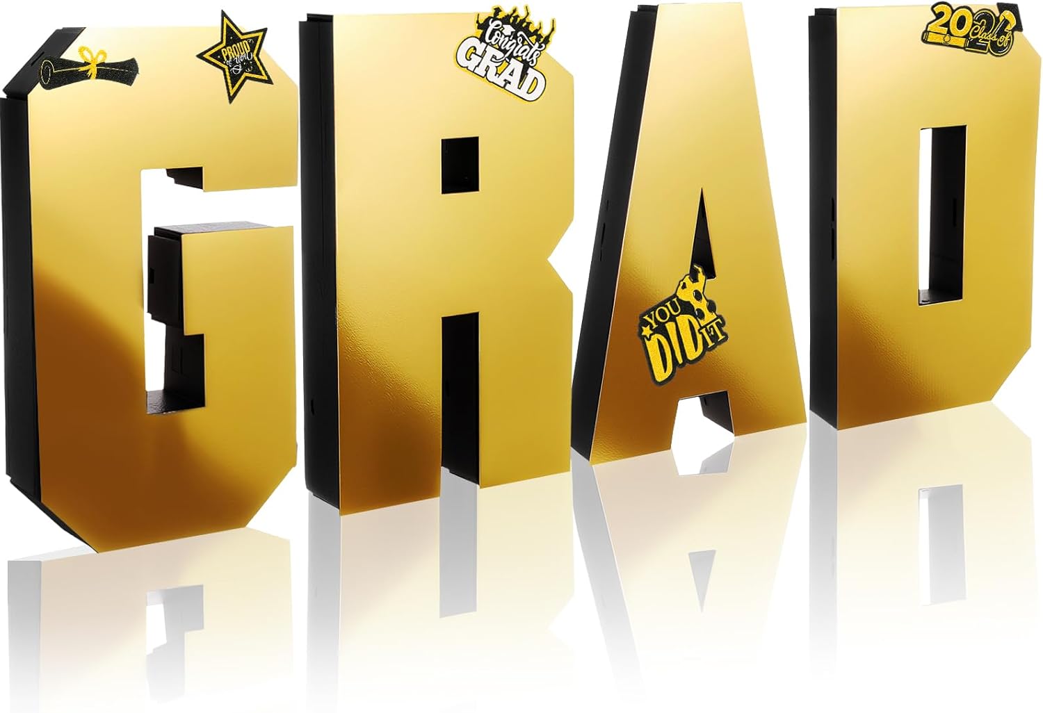 AmazingSpark Graduation Decorations Class of 2026 Charcuterie Grad Cardboard Letter Board Box 2026 Serving Paper Tray for Graduation Centerpieces Table Deco for College Grad Party Supplies(Gold)