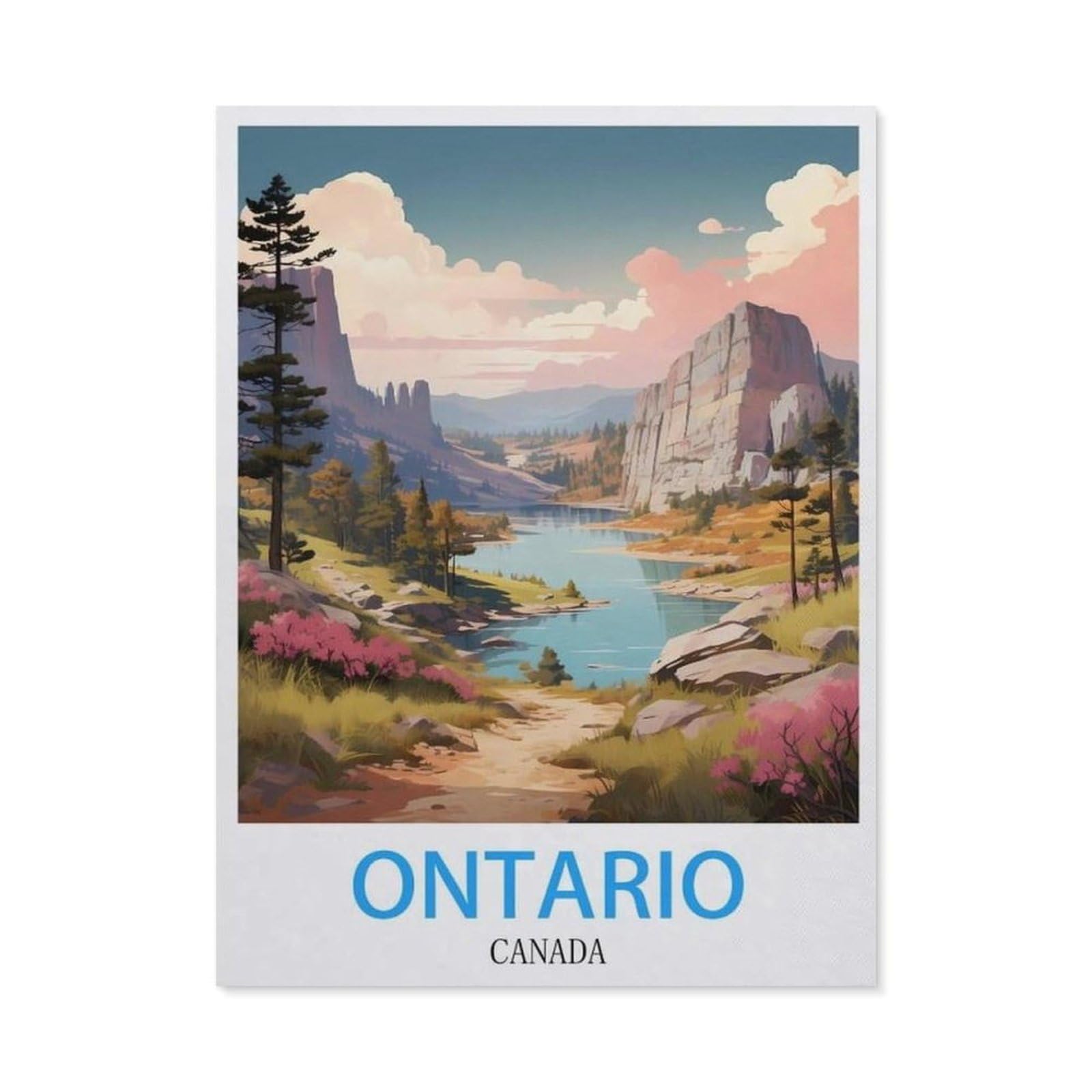BEAYODKP DIY Diamond Painting，Ontario Canada Vintage Travel Posters，Cross Stitch Full Drill 5D Embroidery Mosaic Wall Decor Art（30 x 40 cm/11.81 x 15.74 inches）-BX35