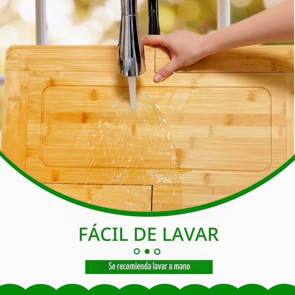 Tabla de cortar para fregadero de cocina, tabla de cortar extensible con bandeja de goteo, tabla de cortar de bambú, tabla de cortar extragrande, tabla de cortar montada en fregadero