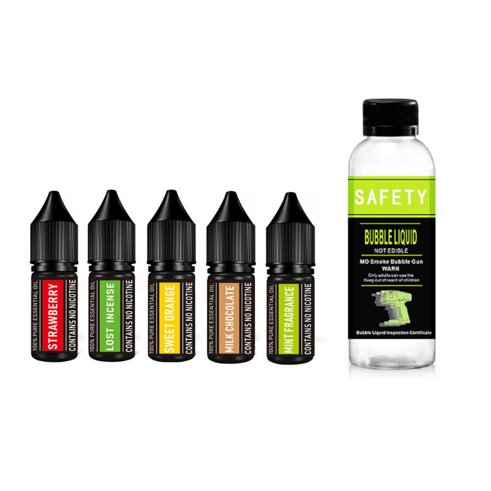 50ml płyn do baniek + 5 * 10ml zestaw olejków eterycznych do przyrządu do robienia baniek koktajlowych, pistoletu do dymu Cocktai,A