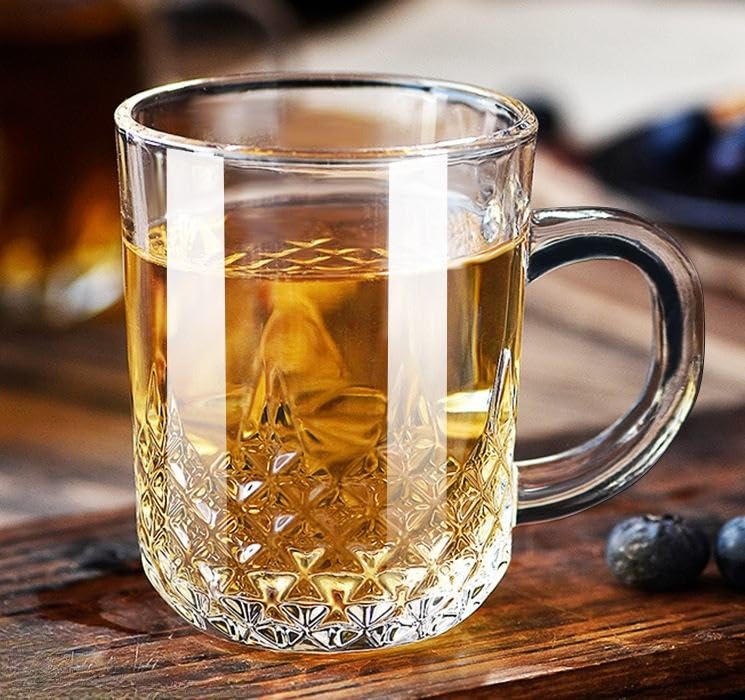 Image of Glass Coffee Cups, Glass Tea Cups Set of 6, Transparent Glass Cups for Tea, Coffee - Hot & Cold Drinks Safe, Microwave /Freezer /Dishwasher Safe - 230ML
