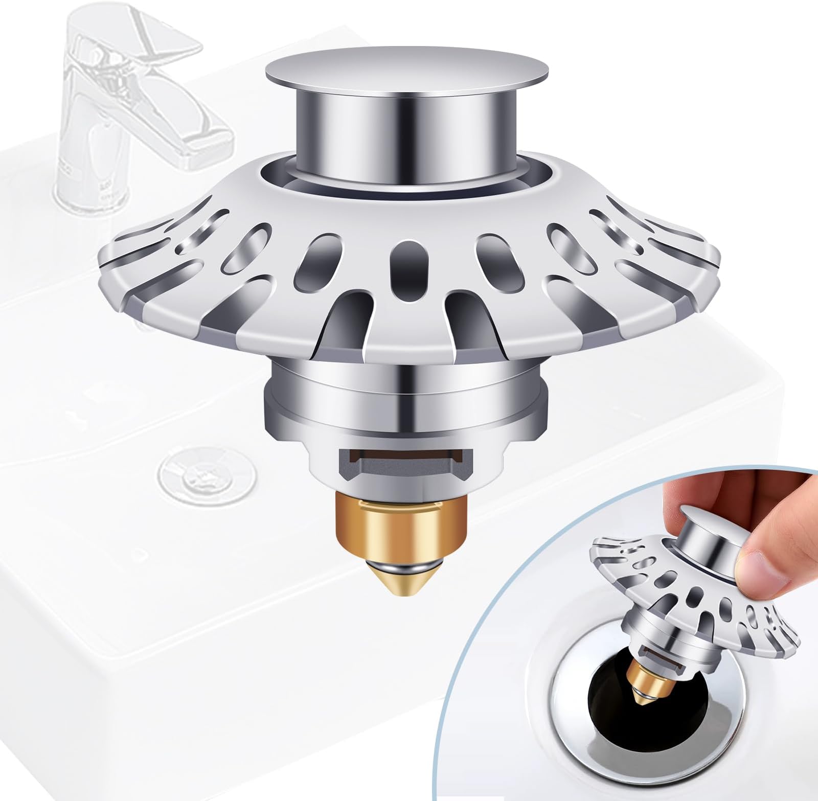 AzWzz Bathroom Sink Stopper,Sink Hair Catcher,Bathroom Sink Drain ...