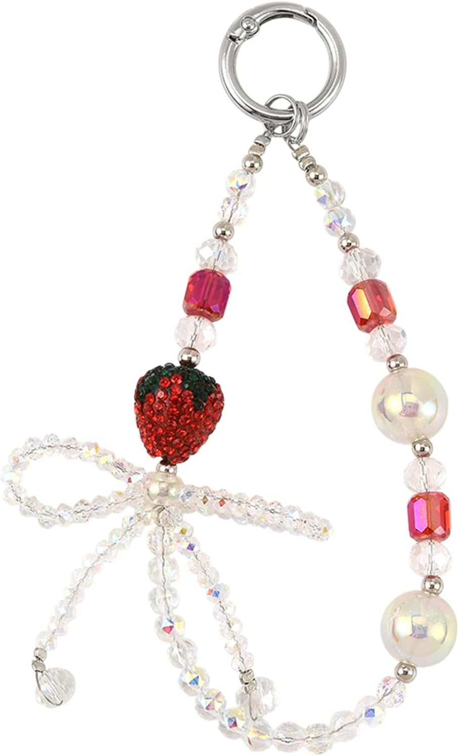 BEEFLYING Beaded Phone Wrist Strap Y2K Cute Phone Charm Wristlet Lanyard with Bowknot Butterfly Flower Heart Cellphone Bracelet for Keychain Bag Car Key Decoration