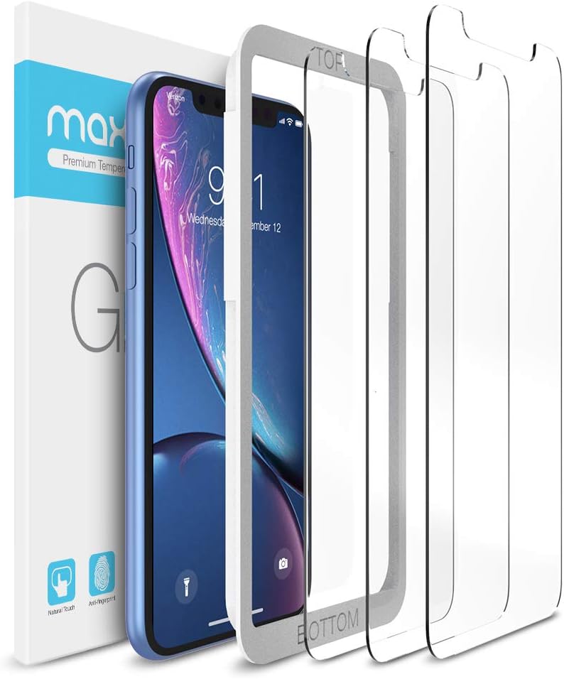 Maxboost Screen Protector Compatible with Apple iPhone 11 and iPhone XR (6.1 Inch) (3 Pack, Clear) 0.25mm Pro Tempered Glass Film Advanced 12 HD Clarity/Case Friendly 99% Touch Accurate