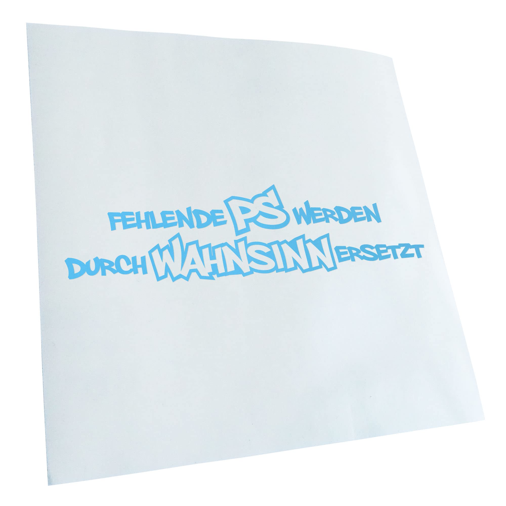 Kiwistar - Car Sticker – Light Blue – 60 x 15 cm Missing PS Are Behind... – Rear Window Car Sticker Weatherproof for Car Truck Moped Truck – Sticker Exterior Self-Adhesive Tuning Accessories for
