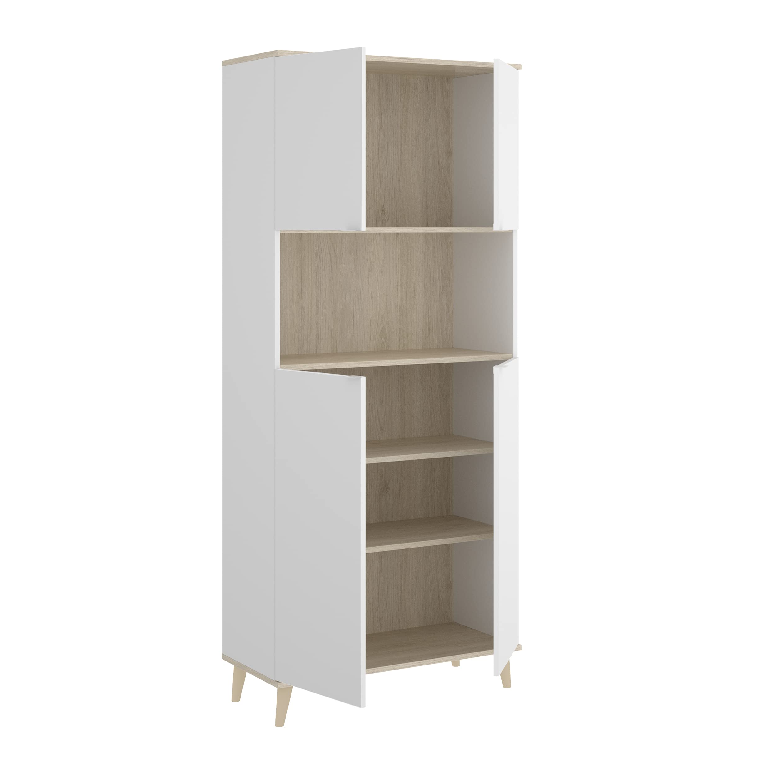 DEKIT GRUPO RIMOBEL WOK -MUEBLE AUXILIAR DE COCINA CON ALMACENAJE - 191x80x40 cm - BLANCO / NATURAL