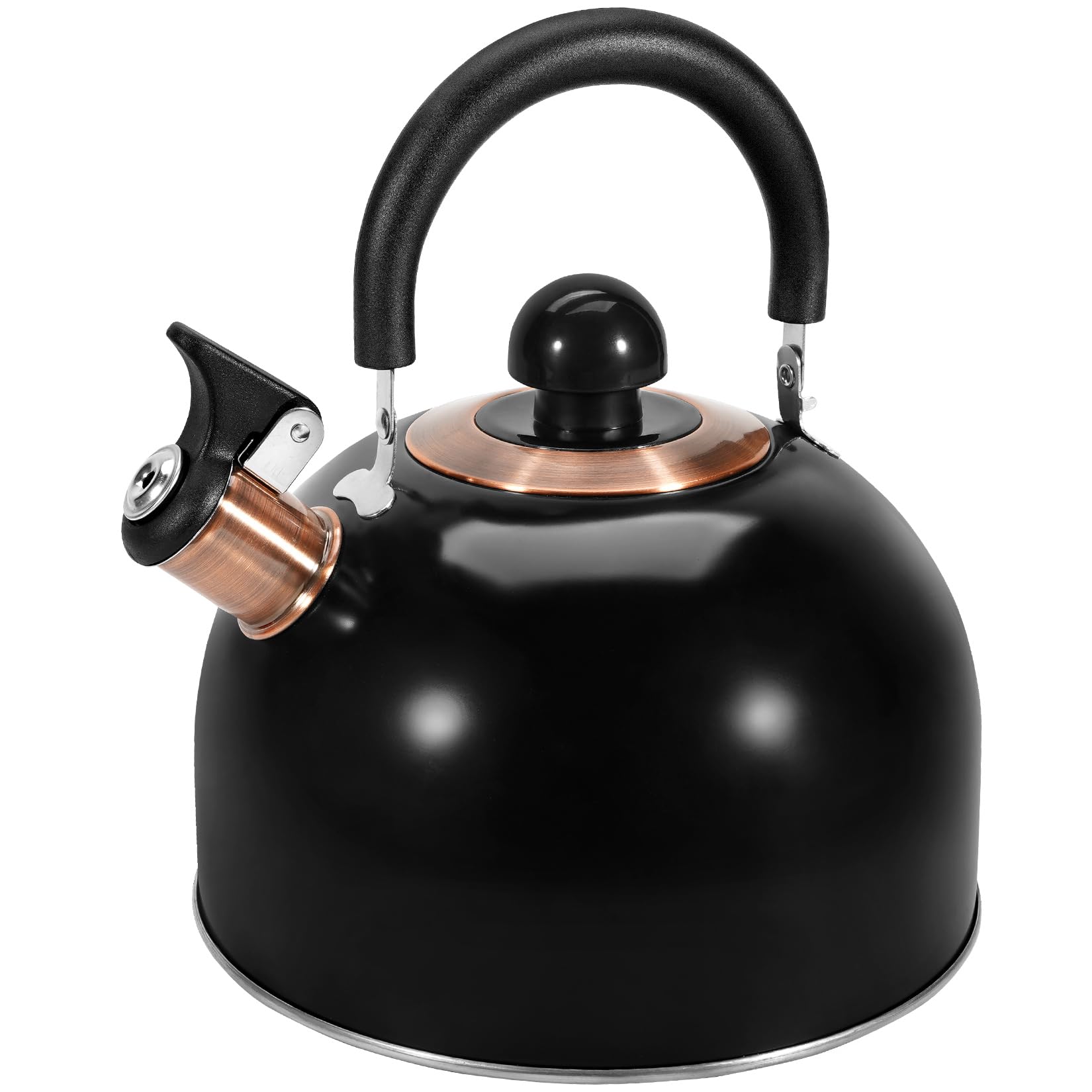 GGC 2.6QT Tea Kettle for Stove Tops, Whistling Tea Kettles for Boiling Water Coffee or Milk, Black Stainless Steel Tea Pots with Folding Handle, Thumb