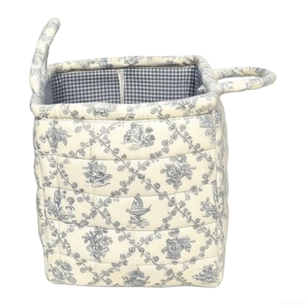 Cesto portabiancheria pieghevole con manici, grande cesto in cotone per l'organizzazione domestica, contenitore salvaspazio per giocattoli e coperte, blu, 32 x 26 x 25 cm