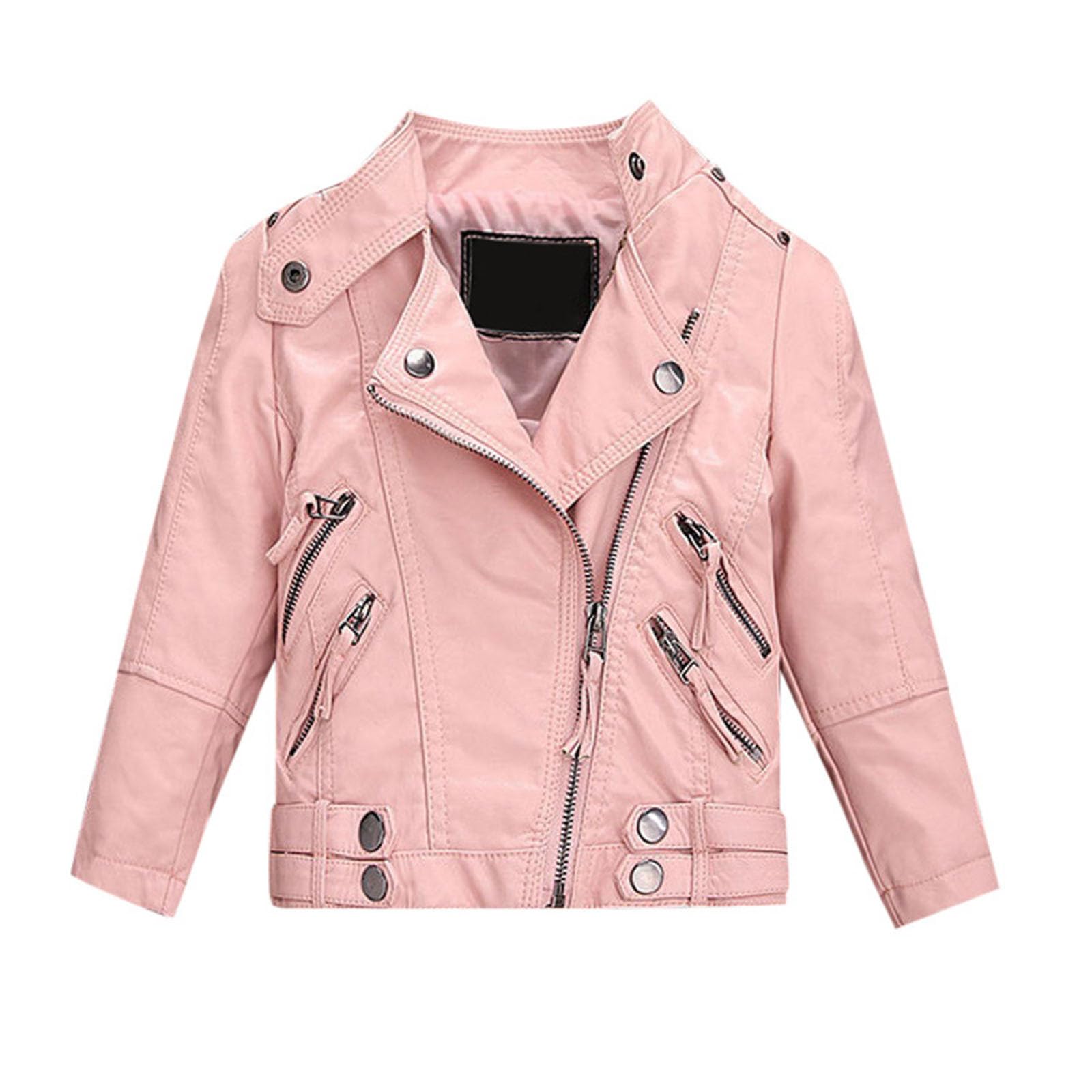Giacca in pelle per bambini Cappotto da moto primavera giacca moda con cerniera per ragazze ragazzi