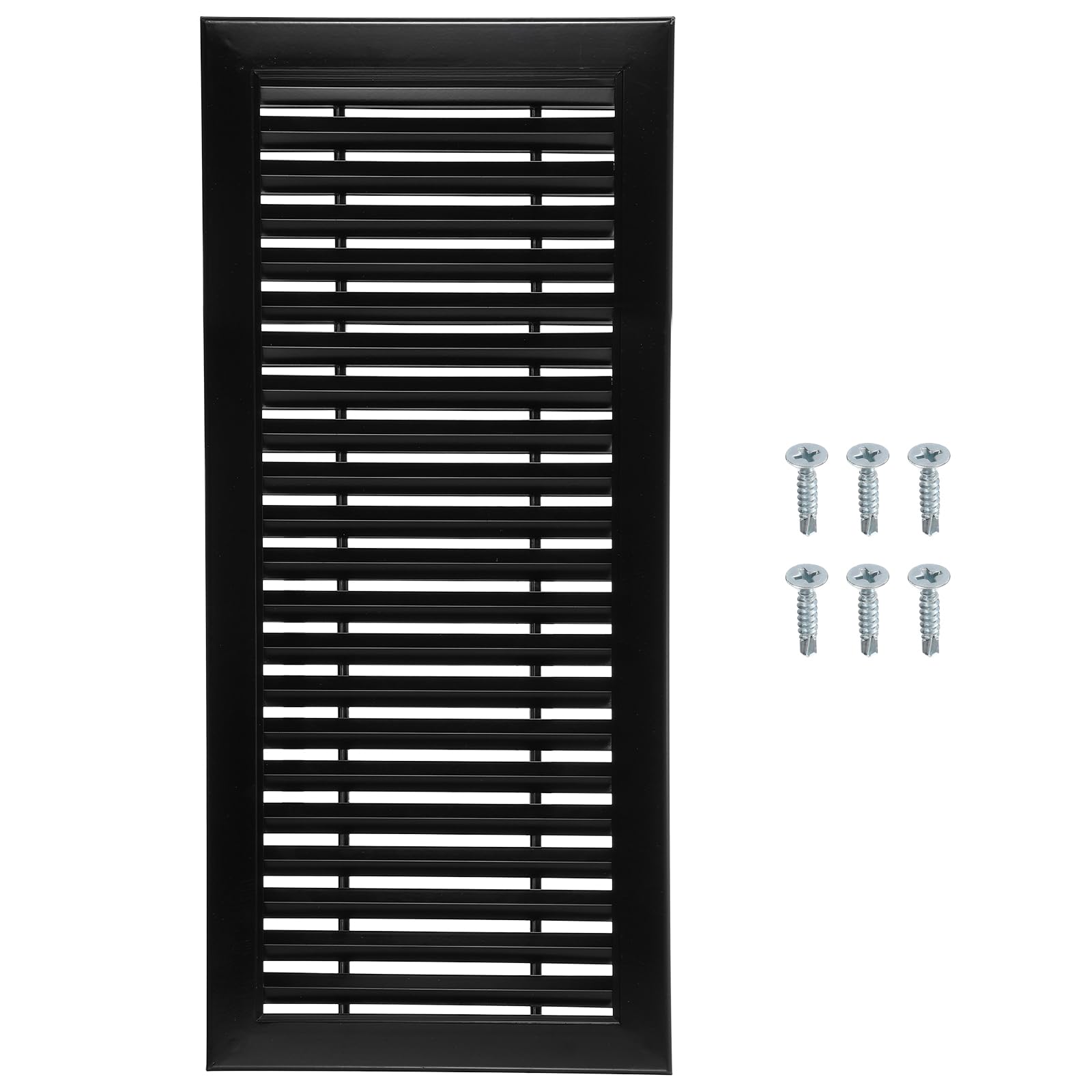 sourcing map Aluminum Air Vent Cover (500x250mm) - Rectangle Ventilation Grille Louvered Ventilation Cover for Cabinet Closet Door Wardrobe HVAC Vent (Ducting Openings: 445 x 195mm), Black