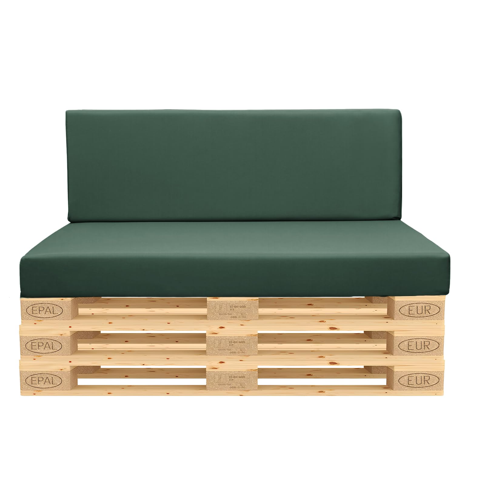 iSTYLE MODE BETTER HOME CHOICE WATER-RESISTANT EURO PALLET SEAT CUSHIONS FOR OUTDOOR GARDEN FURNITURE WOOD SOFAS - DURABLE, COMFY FOR STANDARD EURO PALLET SEATING (Seat + Back Cushions, Bottle Green)