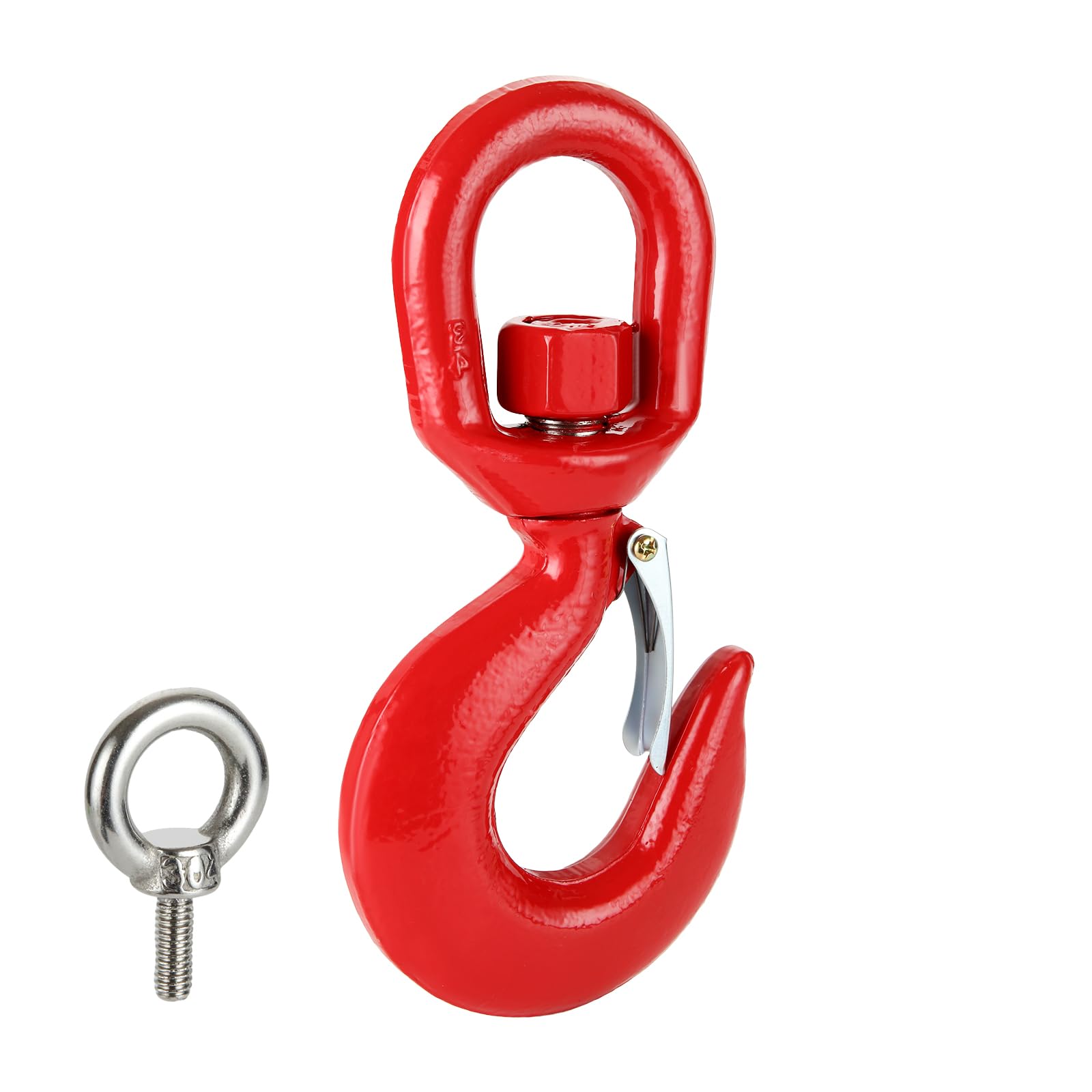 Gancio girevole – Ganci girevoli da 5 tonnellate resistenti per il sollevamento di carrelli elevatori – Ganci di sollevamento girevoli con chiusura di sicurezza – Gancio per gru in acciaio
