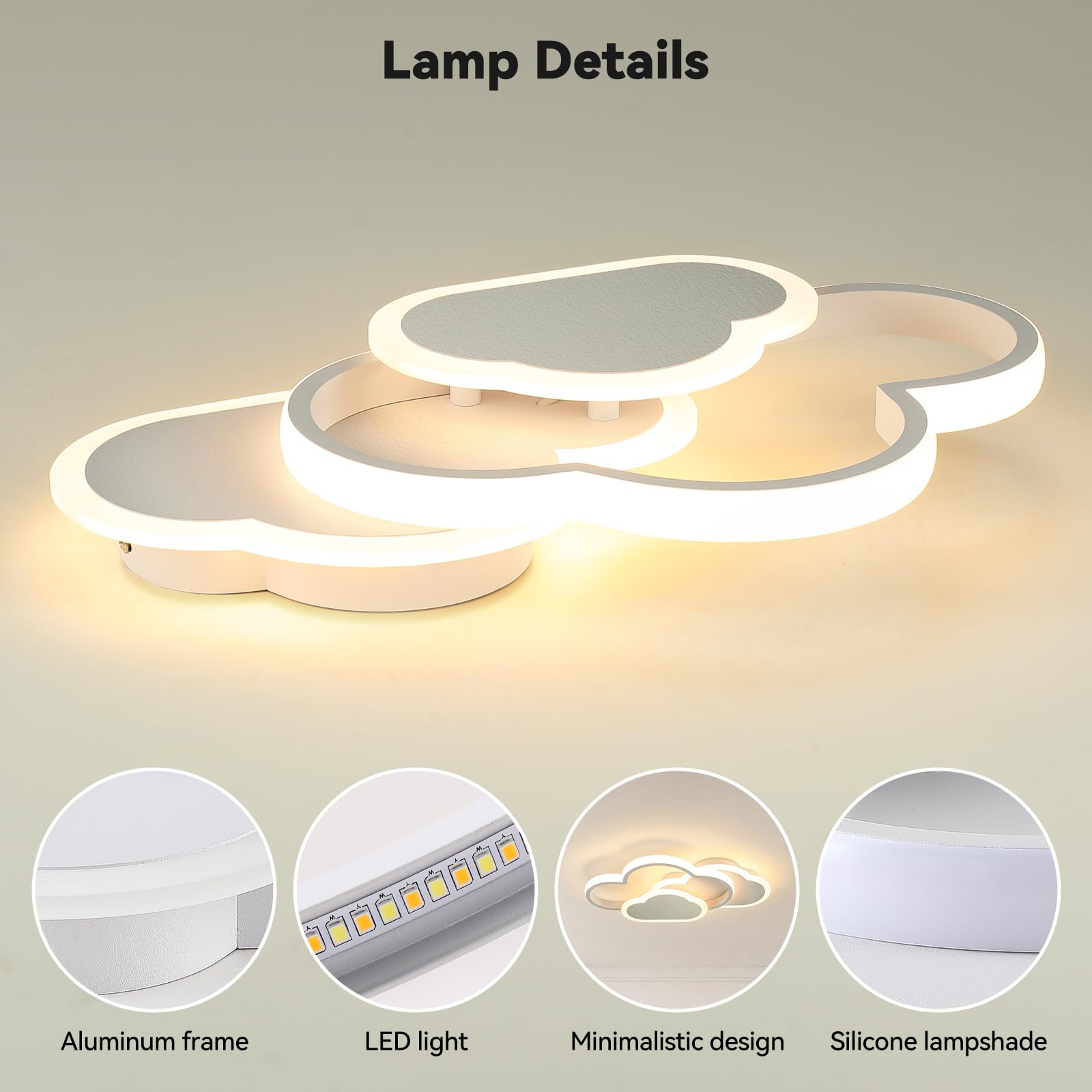Plafoniera LED Soffitto Bambini 21W, 3000K/4500K/6500K Lampada 2100lm CRI≥80, Lampadario per Soggiorno, Camera da Letto, Ufficio, Cucina e Corridoio con Funzione Memoria Bianco