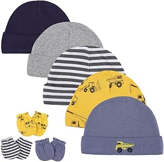 LACOFIA Baby,Clothing,Baby Boys 0-24m,Accessories,Hats & Caps LACOFIA Newborn Baby Beanie Hats and Anti Scratch Mittens Set 100% Cotton Caps and Gloves Newborn Boys and Girls Hats 8 PCS 0-6 Months