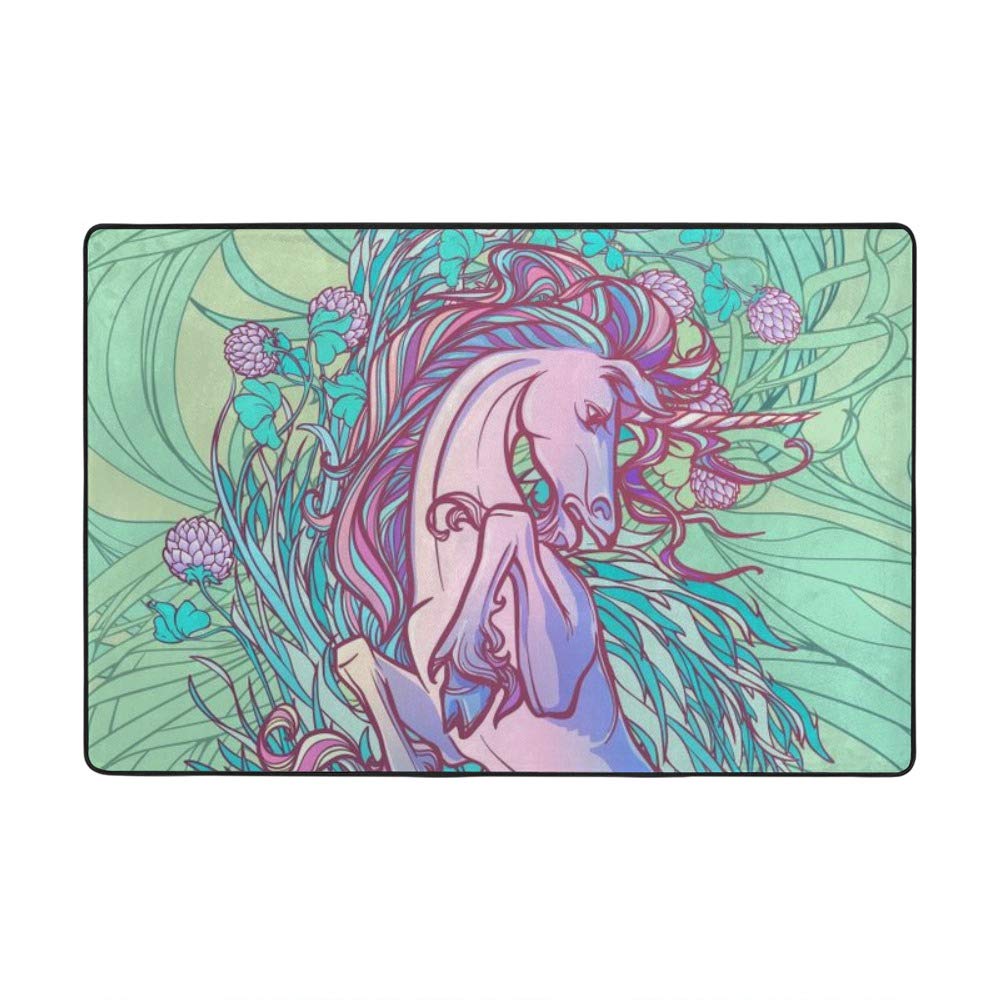 Tapis licorne grand format pour sol froid de salon en velours corail