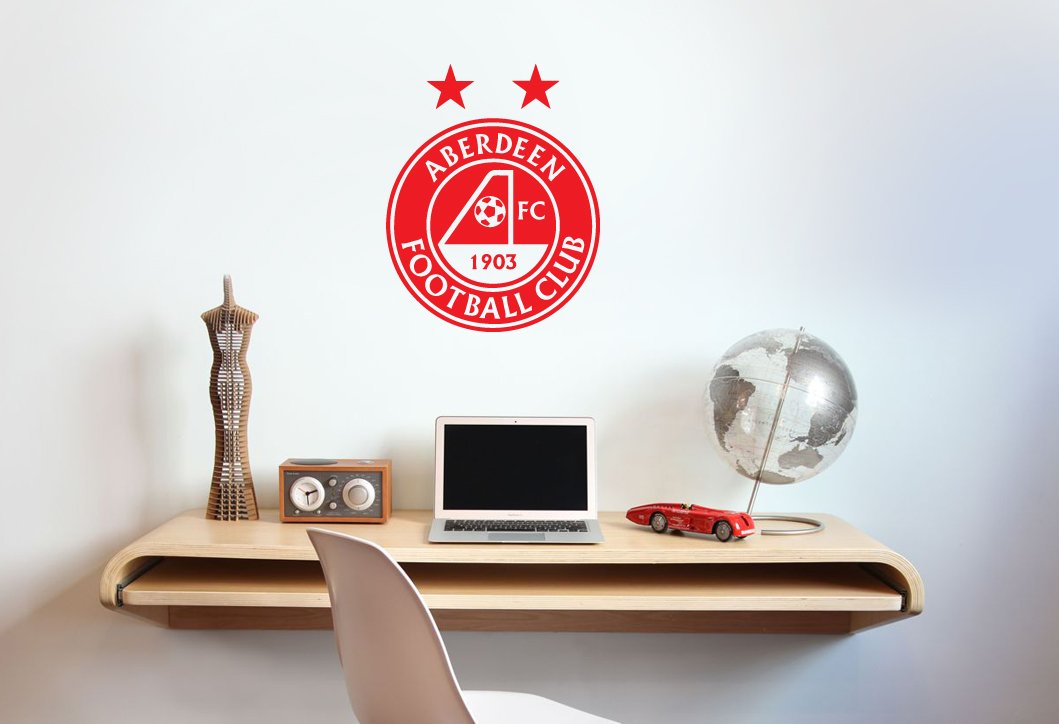 Beautiful Game Red Aberdeen Football Club Official Crest Wall Sticker Decal Mural Vinyl (60Cm)