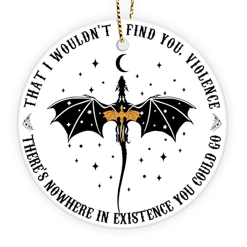 365RUSTIC Ceramic Dragon Wing Ornament – Violence Quote Fantasy Christmas Tree Decoration, Romantic Fourth Book Lover Gift 2025 - Fourth Book