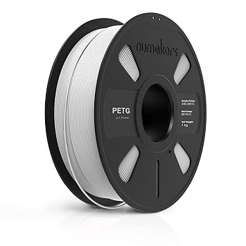NUMAKERS PETG 3D Printer Filament, 1.75mm, Dimensional Accuracy +/- 0.05 mm, PETG 3D Printer Filament, 1 kg Spool (2.2 lbs), Compatible with Most FDM Printers (White)