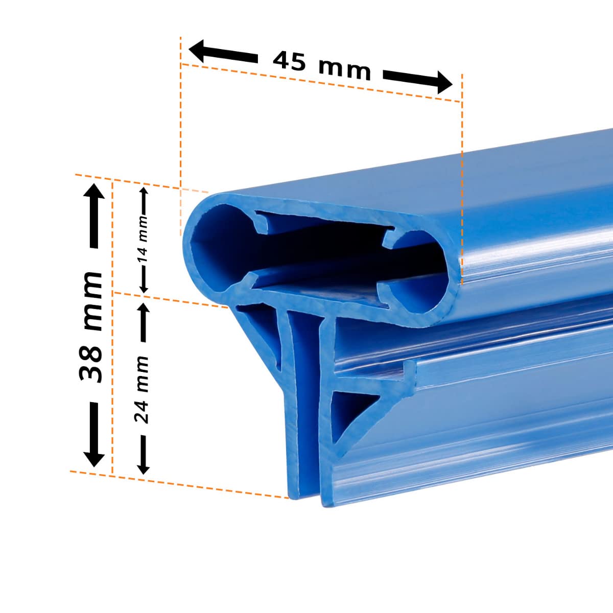 Pool Kombi Handlauf blau rund 350 cm Rundpool Schwimmbecken Funktionshandlauf PVC Handlauf Einhängebiese Keilbiese