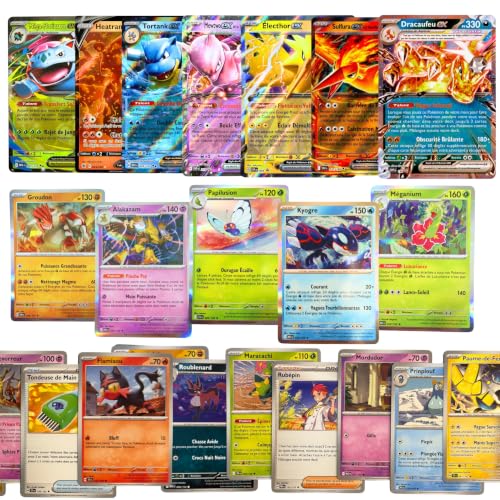Pack Ultra Rare Cartes Pokémon TCG - Lot de 100 Cartes Pokémon + 1 Carte Ultra Rare ou Double Rare Garantie - Holos et Rares Incluses - 100% Authentiques