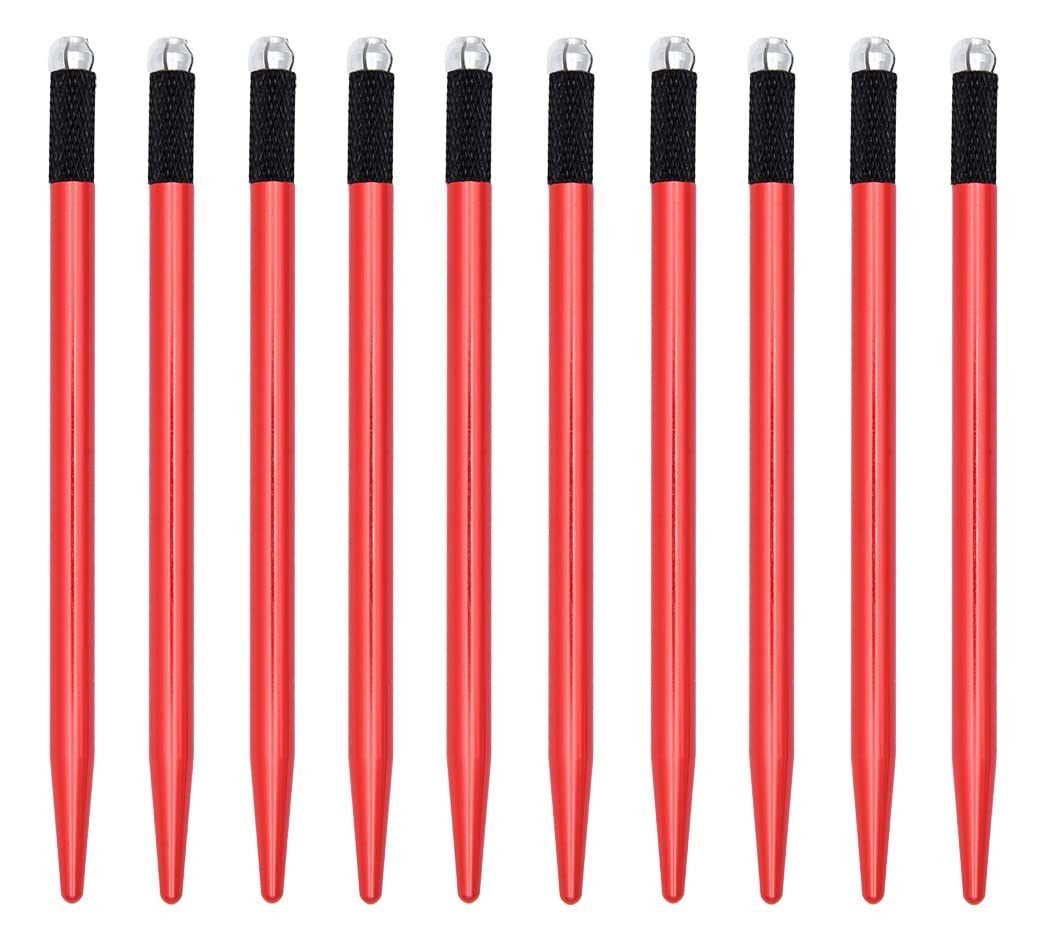 XIAOYU 10 Pieces Microblading Pens Kit Light Manual Fog Tattoo Eyebrow Pens for Makeup Handmade Eyebrow Tool Supplies(Red) - Image 2