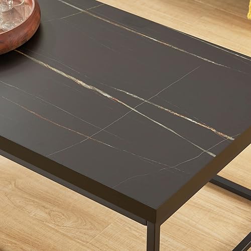 Miniatura 33 de CENSI Mesa auxiliar cuadrada moderna, mesa auxiliar de 18 pulgadas para sala de estar, parte superior de madera extra gruesa de 1.6 pulgadas y marco