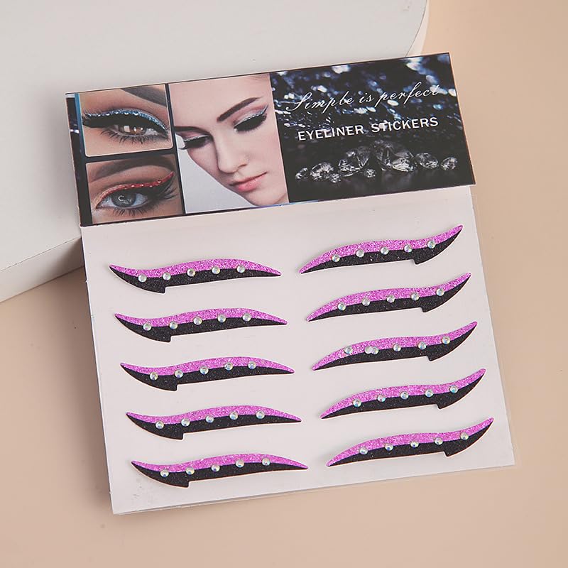 Glitter Eyeliner Stickers con Rhinestones Adhesivos 10 Pares miniatura 1