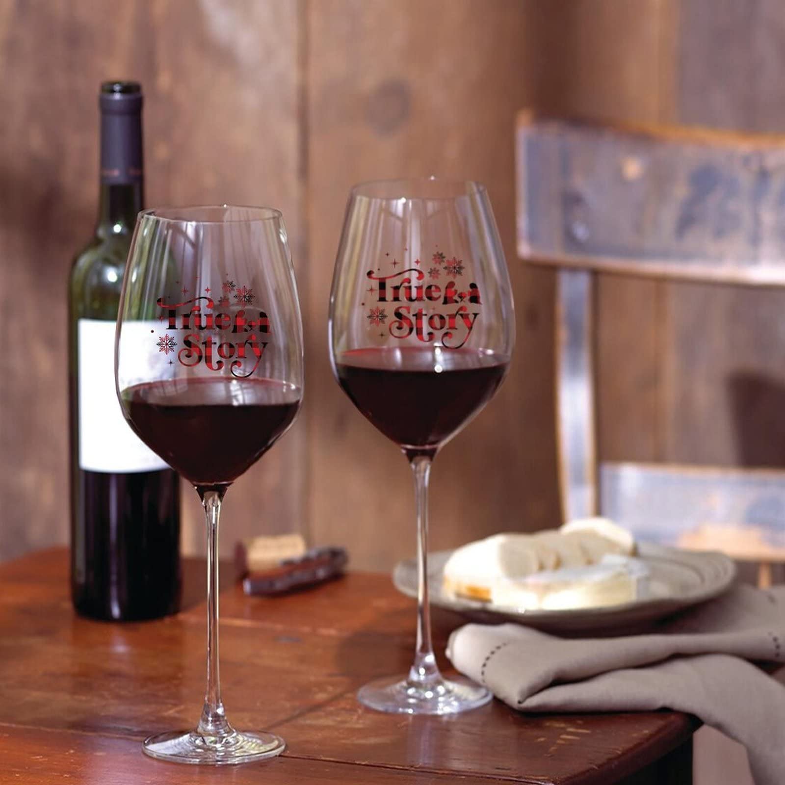 Juego de 2 copas de vino tinto True Story, vasos de vino tinto personalizados, regalos de fiesta, hogar, bar, regalo de cumpleaños, 17 onzas