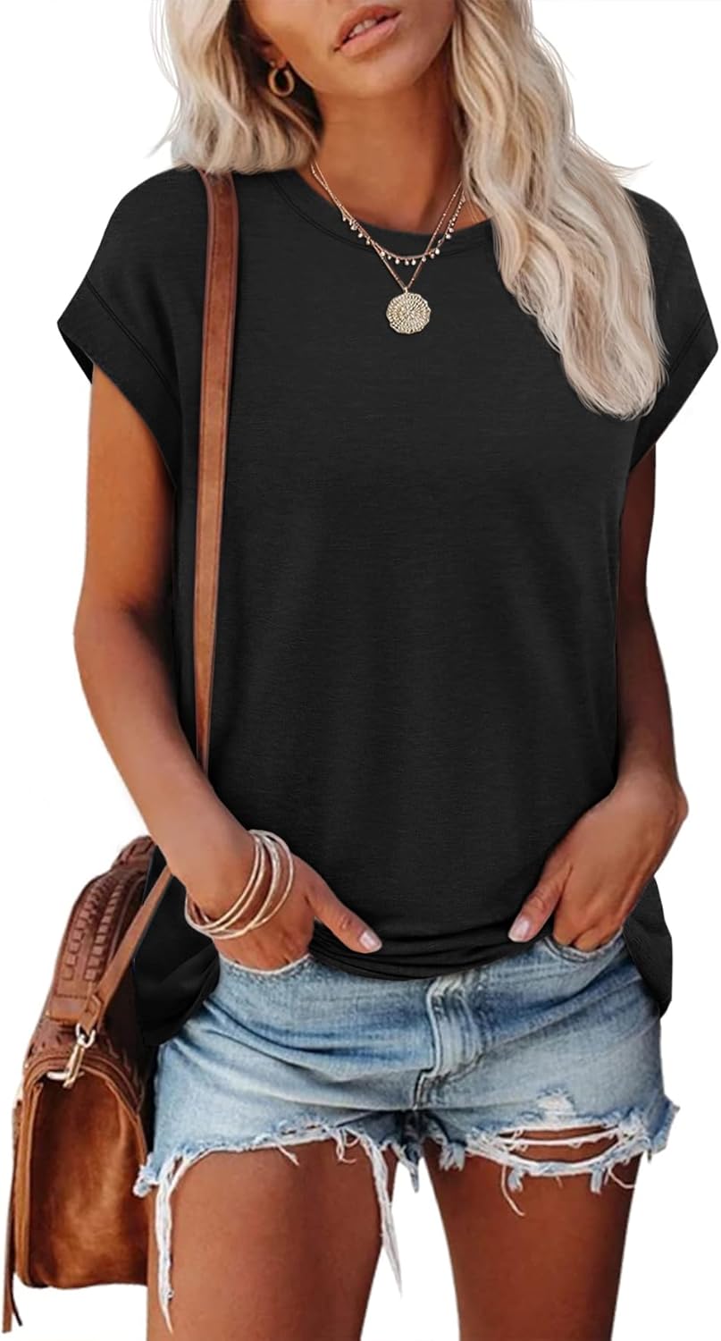 ATHMILE Womens Tops Summer Basic T Shirts Business Casual Loose Fit Cap Sleeve Tee Cute Clothes Trendy Fashion Outfits ATHMILE Womens Tops Summer Basic T Shirts Business Casual Loose Fit Cap Sleeve Tee Cute Clothes Trendy Fashion Outfits