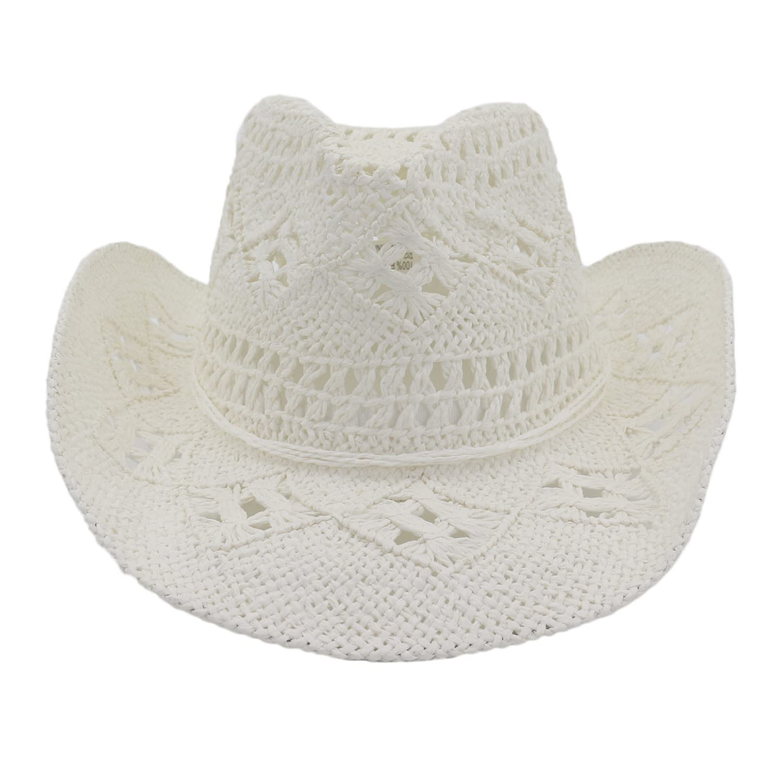 Sombrero de Cowboy de Paja Hombre Mujer Sombrero de Vaquero Occidental Cowgirl Hat Gorras de Sol Anti-UV Panamá Sombrero de Playa Sombrero de Cowboy Plegable ala Ancha