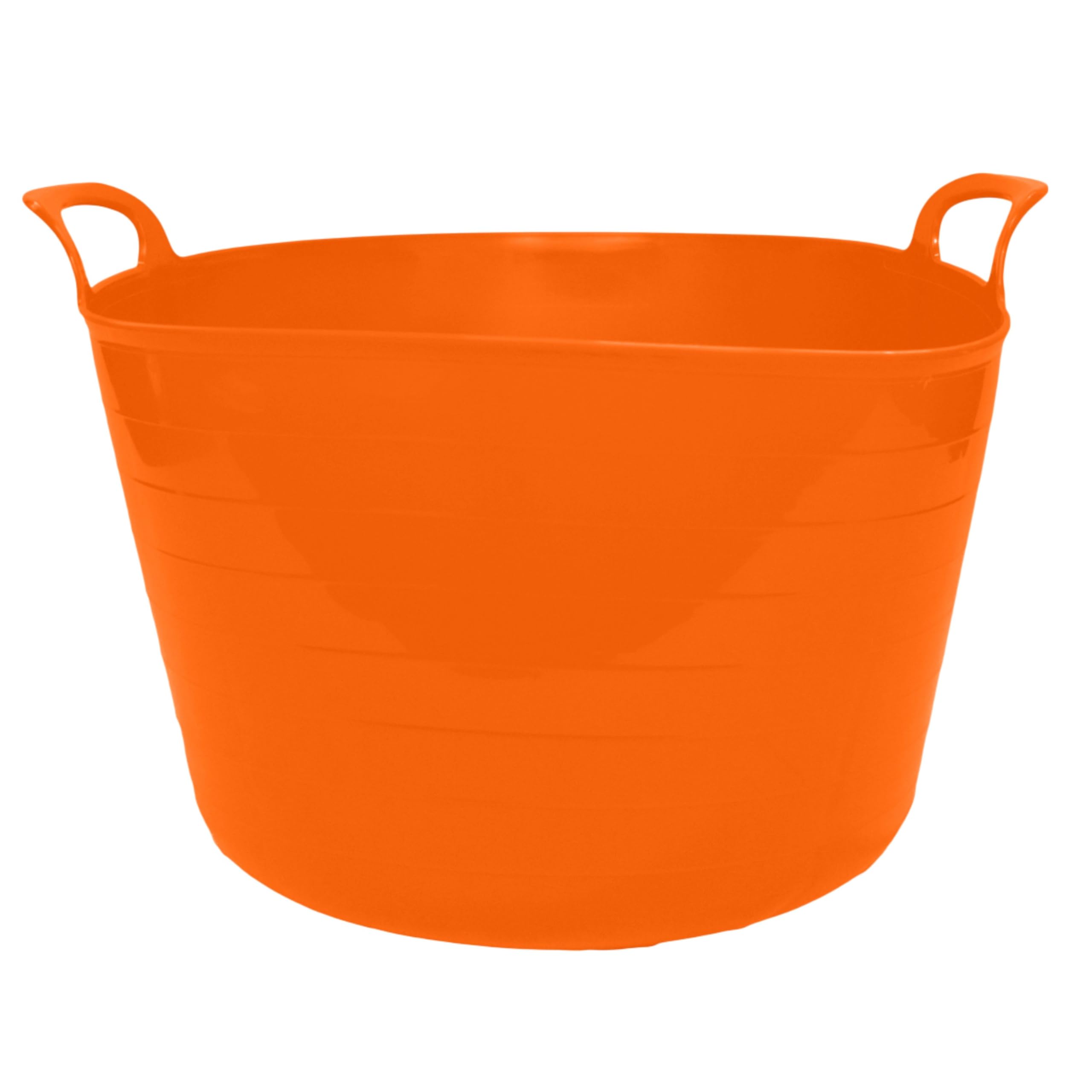 Neat. 75L Flexi Tubs - Versatile Large Garden Tubs with Handles, Handy Builders Heavy Duty, Bath & Flexi Bucket, Durable Bucket for Home & Garden (Orange - Pack of 10)